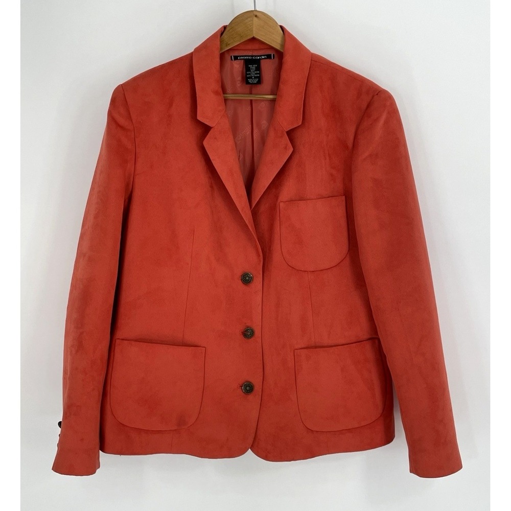 Pierre Cardin Womens Size 16  Coral Orange Suede Feel Blazer‎